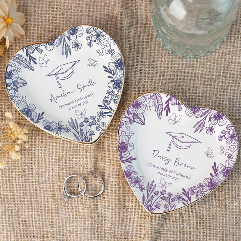 Personalized Graduation Ring Dish College Ring Dish Jewelry Dish for Grad,Graduation Gift For Her Toile De Jouy