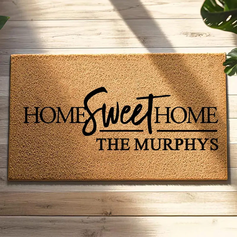 Personalized Home Sweet Home Doormat Custom Family Name Durable Coir Welcome Mat for New Home Entryway Perfect Housewarming Gift for Couples
