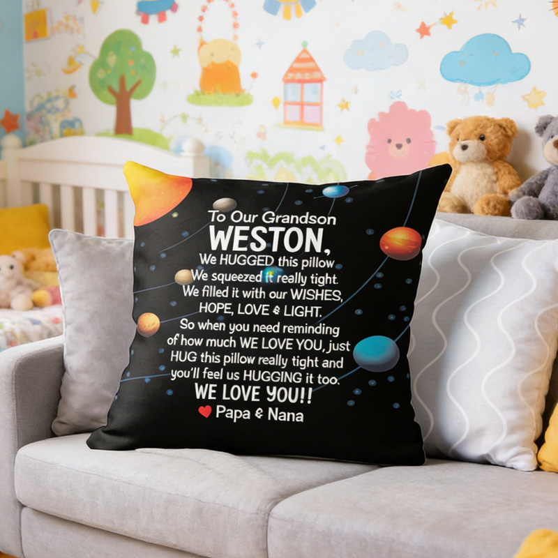 Personalized Space Theme Planets Love Throw Pillow Astronomy Gift for Child Nerd Geek Lover