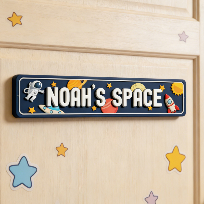Personalized Astronaut Door Sign 3D Printed Kids Wall Space Home Decor for Geek Lover