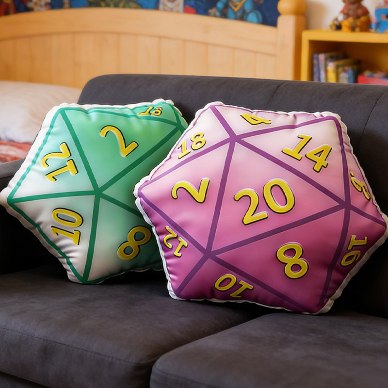 Personalized Dice Pillow Polyhedral Dice Cushion Geek Home Decor Gaming Dungeon Gamer Gifts for Nerdy Geek Lover