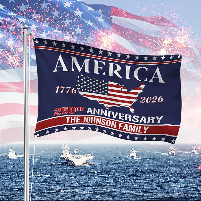 Personalized Family Name America 250th Anniversary Banner House Flag