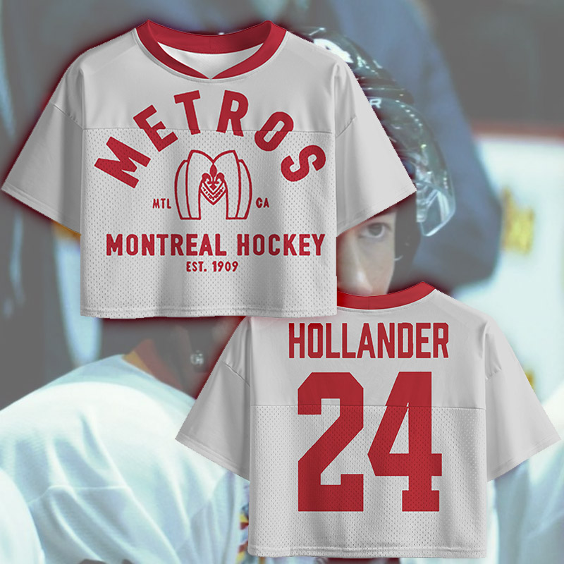 Personalized Hollander 24 HR Theme Crop Top Jersey for Female Hockey Fans Romance Hockey Gift