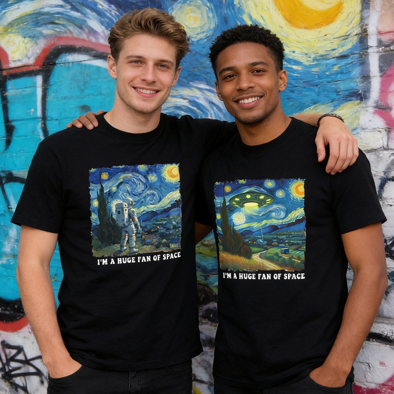 Personalized Personalized Starry Night Astronaut Shirt Cosmic Space Art Tee V Gogh Inspired Galaxy Sweatshirt Aesthetic Space Lover T-Shirt for Geek Lover
