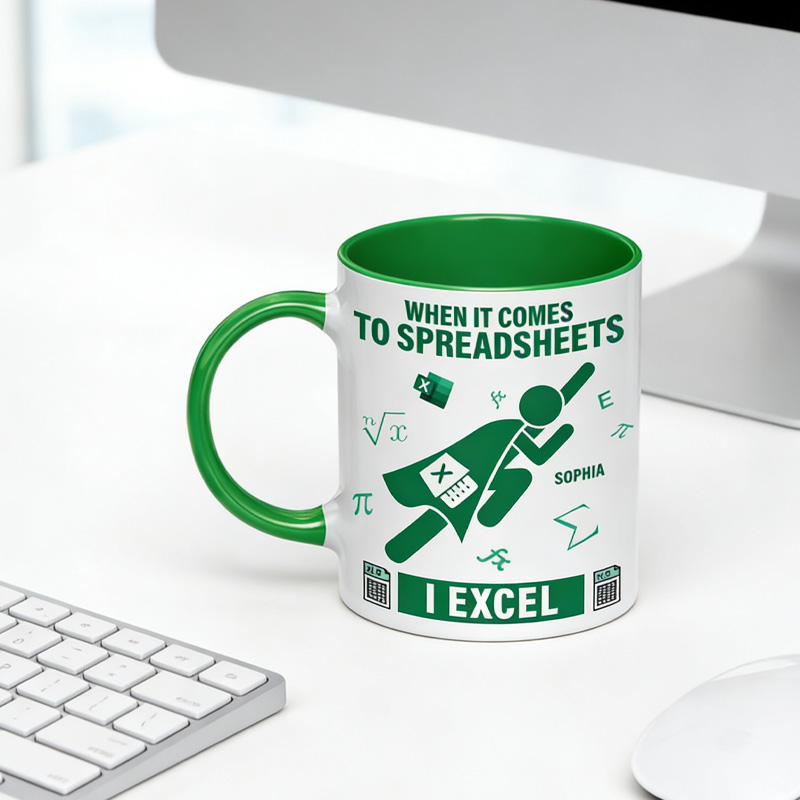 Personalized I Excel Coffee Mug Funny Spreadsheet Gift for Office Data Analyst Geek Lover