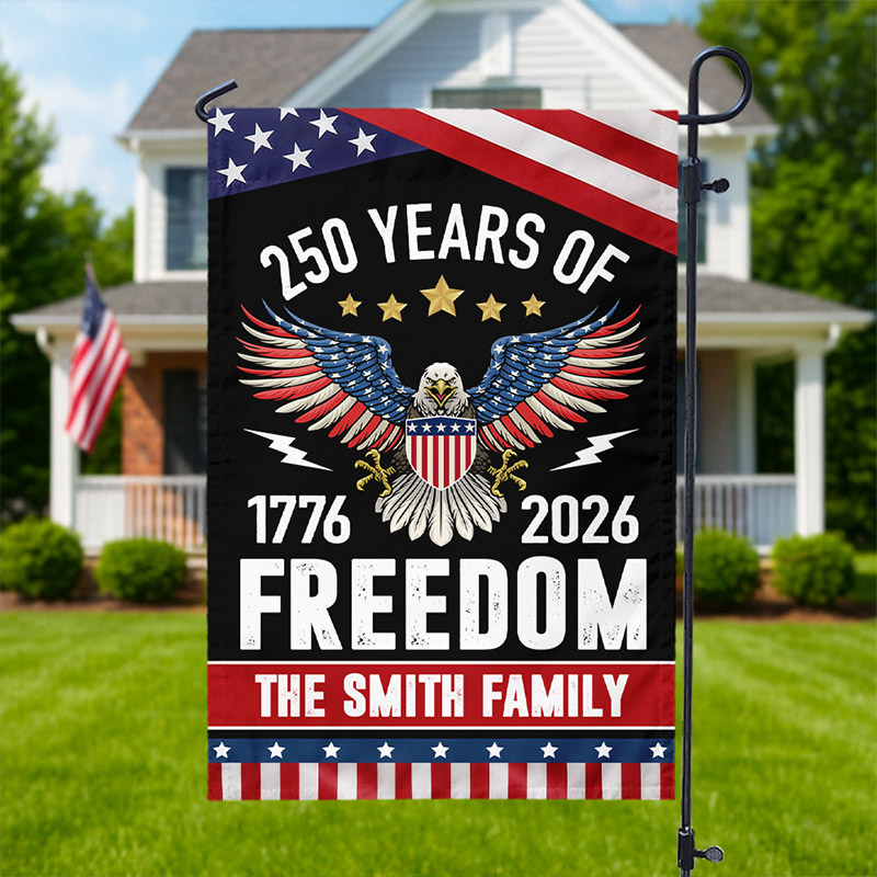 Personalized 250 Years of Freedom Garden Flag America 250th Anniversary Gift for Family