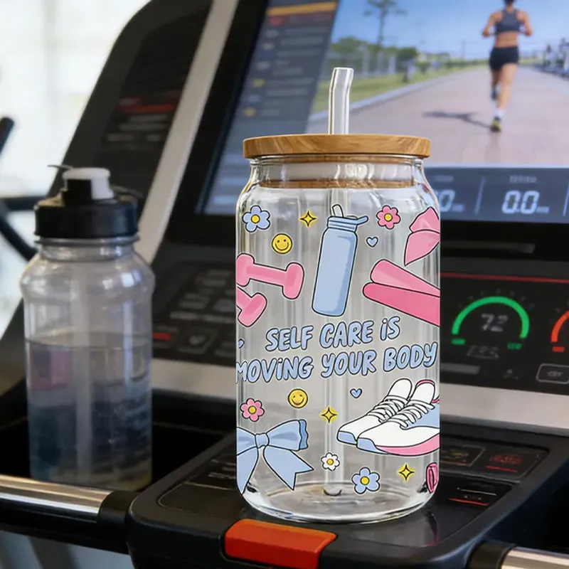 Personalized Gym Water Glasses Self Care Gym Girl Fitness Exercise Glass Gym Fuel Workout Motivational Glass Tumbler Birthday Gift for Gym Lover 