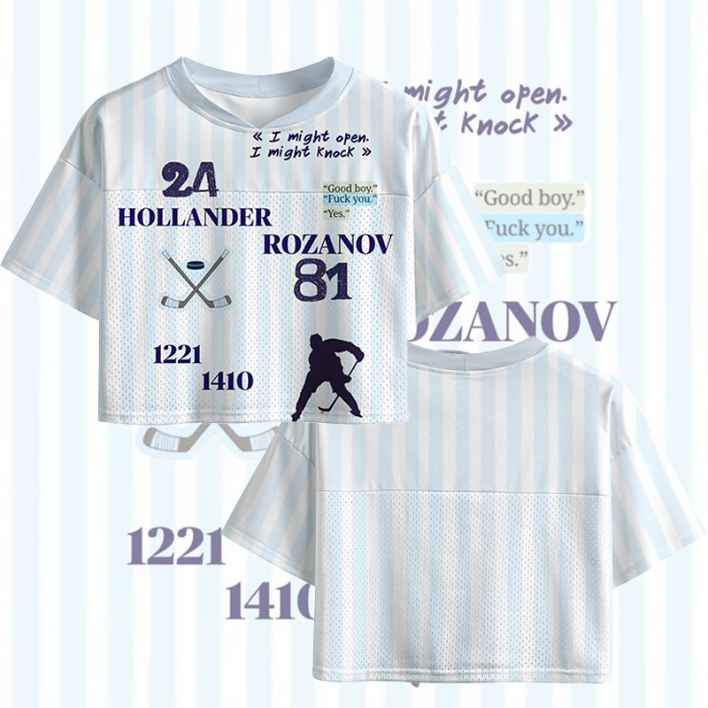 Personalized HR Striped Theme Crop Top Jersey for Female Hockey Fans Romance Hockey Gift