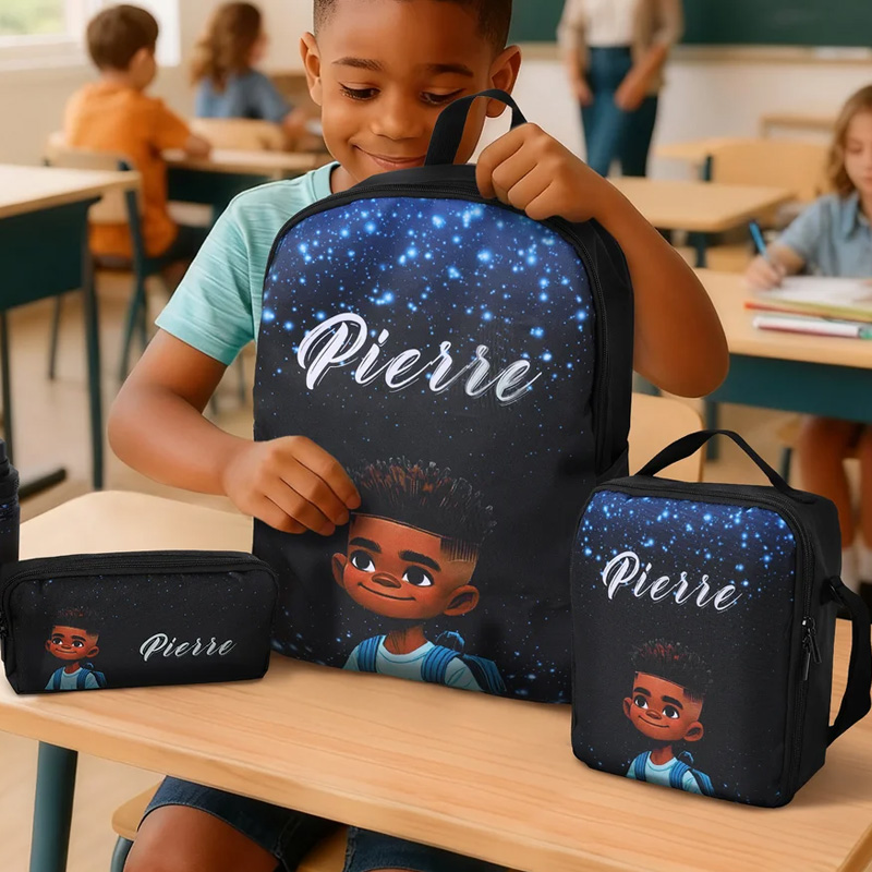 Personalized Colorful Graffiti Style Name Backpack Lunch Bag Pencil Case Set Back to School Birthday Gift for Boys Girls Students