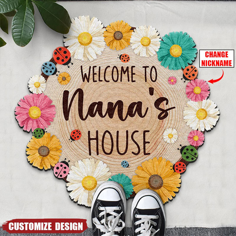Personalized Welcome To Nana's House Doormat Gift For Grandma Custom Shaped Doormat
