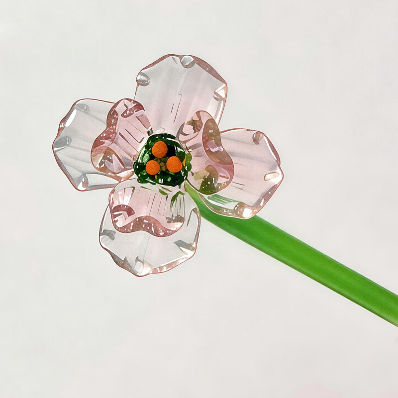 Handmade Glass Birth Month Flower Snowdrop Rose Larkspur Gift For Mom Family Birth flower Bouquet