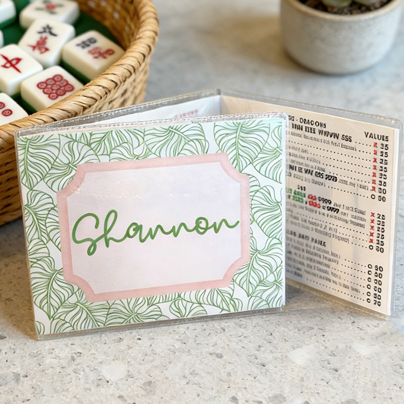 Personalized Mahjong Card Cover and Plastic Sleeve for Large Card National Mahjong League Card Protector Custom Monogram Mahjong Gift
