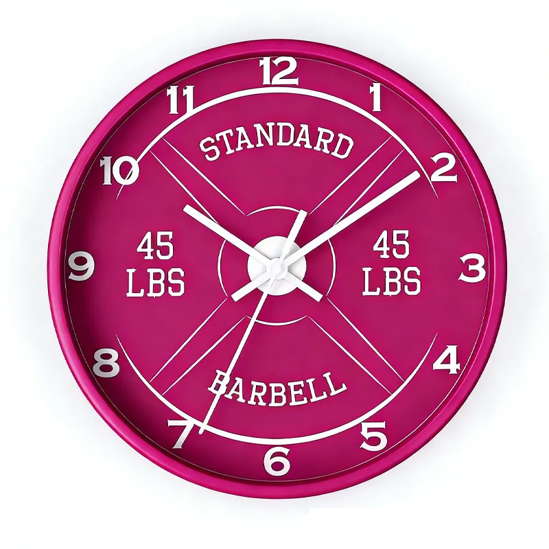 Personalized Gym Wall Clock 45lb Barbell Gym Clock Silent Analog Wall Decor Workout Clock Wall Clock for Gym Lover