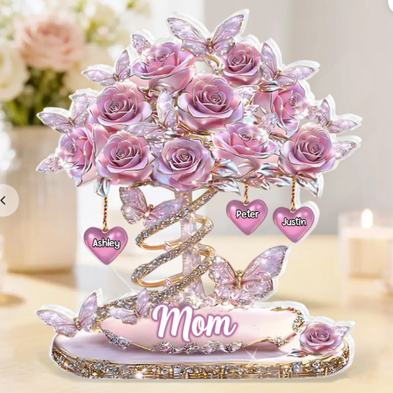 Personalized Best Mom Ever Heart Tree Acrylic Block Plaque Heartfelt Gift For Mom Grandma