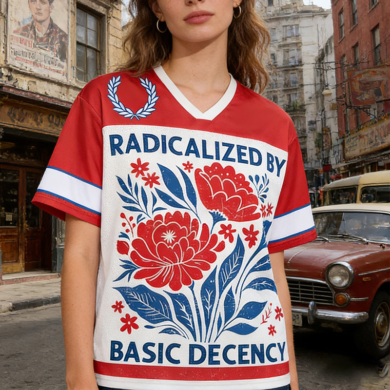 Personalized Radicalized By Basic Decency Mesh Jersey Sports Shirt  For Her
