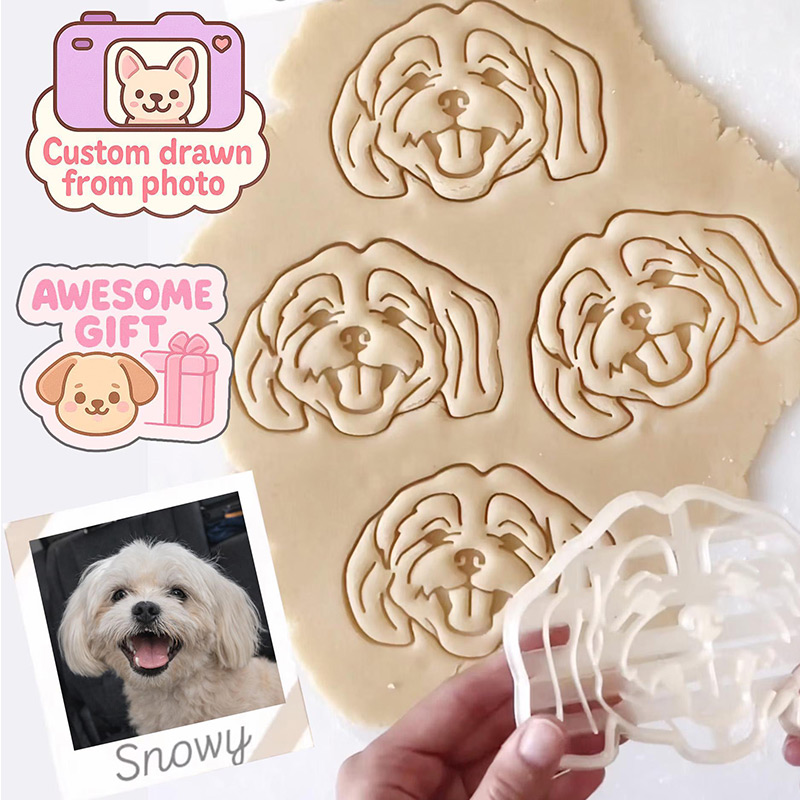 Personalized Pet Portrait Cookie Cutter Custom Dog Face Stamp Gift For Baking Lovers