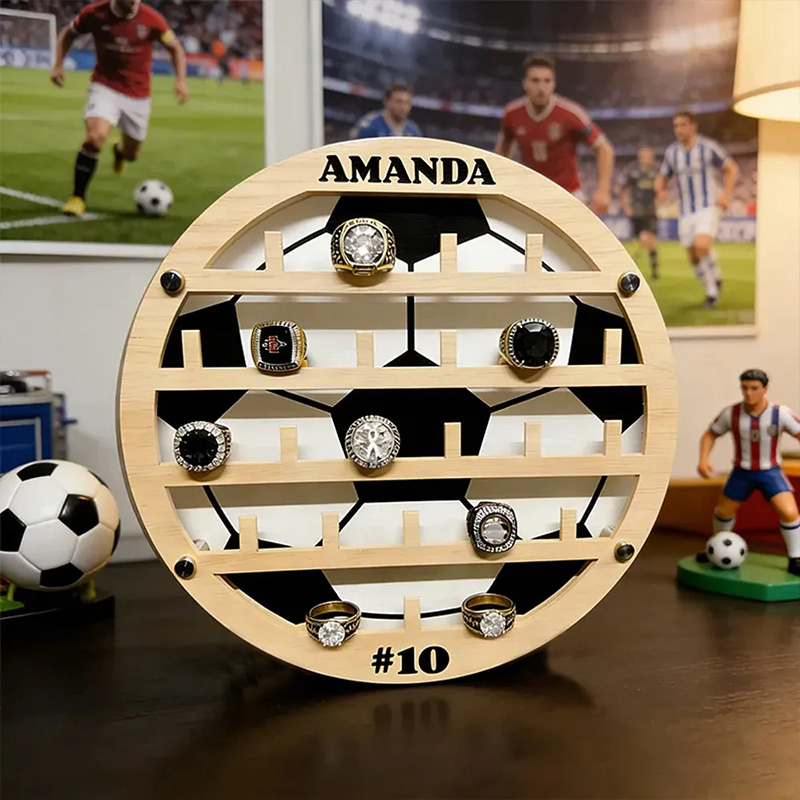 Personalized Soccer Style Ring Holder Custom Name Number Perfect Gift for Soccer Player