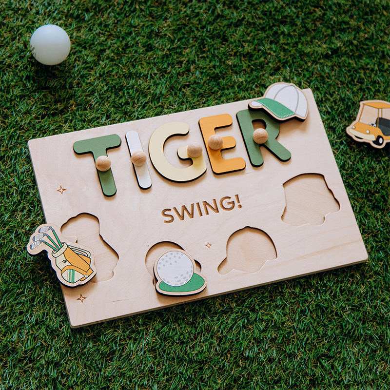 Personalized Wooden Sport Name Puzzle For Toddlers Sport Nursery Decor SportTheme Party Gift Birthday Easter Boy Gift