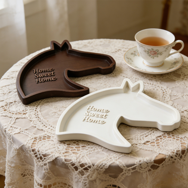 Personalized 3D Printed Horse Shaped Tray Rustic Catch All Dish Home Decoration Gift for Equestrian Lovers
