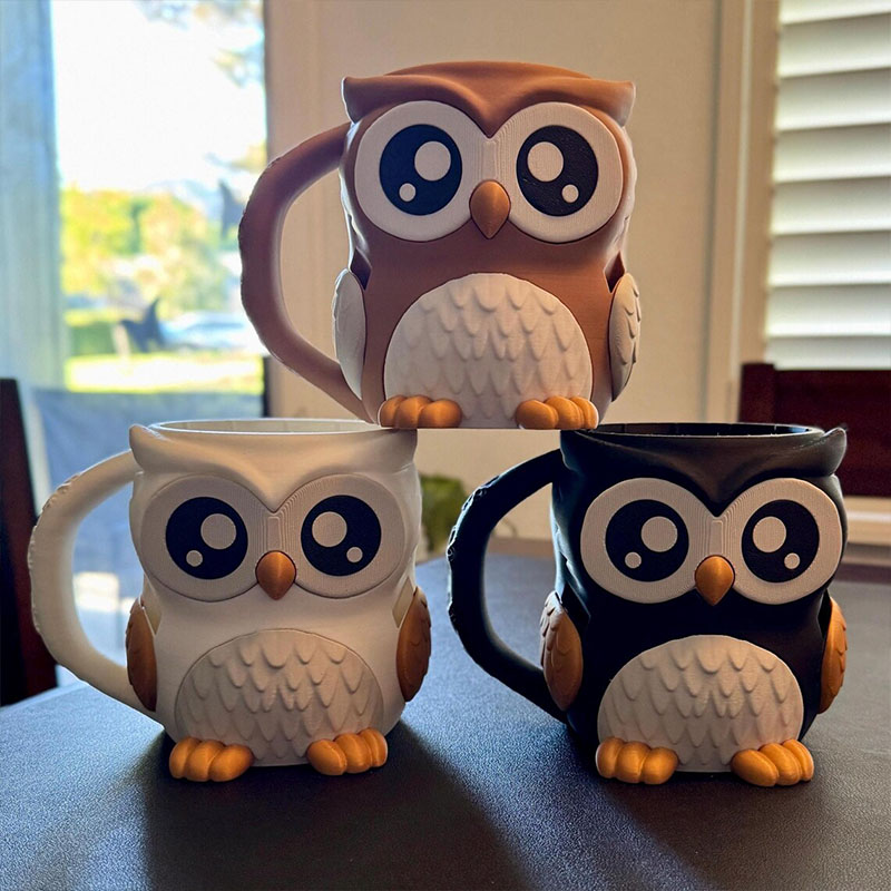 Owl Ice Cream Pint Holder 3D Printed with Spoon Slots & Snack Drawer