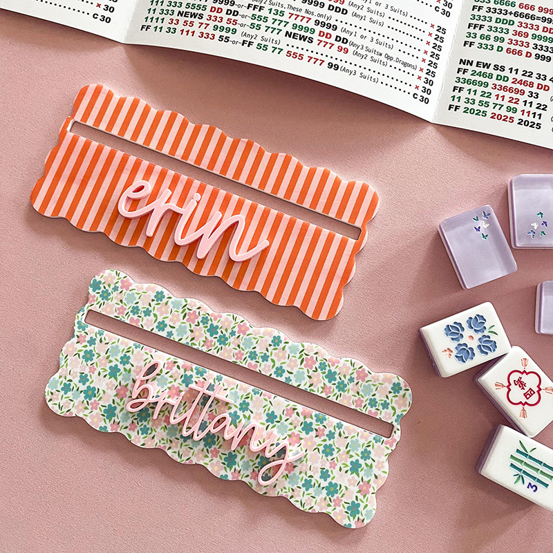 Personalized Striped Mahjong Row Finde,Floral Scallop Line Reader, Mahjong Gifts ,Mahjong Accessories,Mahjong Rule Helper