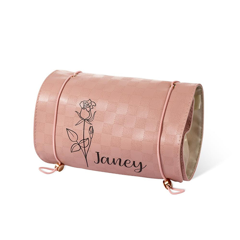 Personalized Name And Birth Flower Cosmetic Travel Bags Foldable Make Up Organizer Hanging Toiletry Bag for Women Weekender Bag Mother's Day Gift