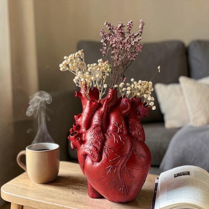 Personalized Anatomical Heart Resin Vase, Modern Gothic Sculpture Flower Vase Minimalist Anatomical Art Decor for Home Office Gift