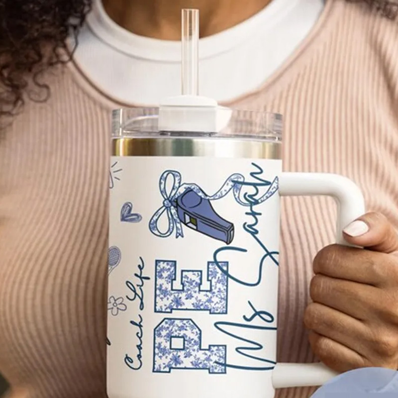 Personalized Fitness Tumbler Physical Education Teacher Gift Custom Travel Cup End of School Gift Quencher for Sport Teacher Gift for Gym Lovers