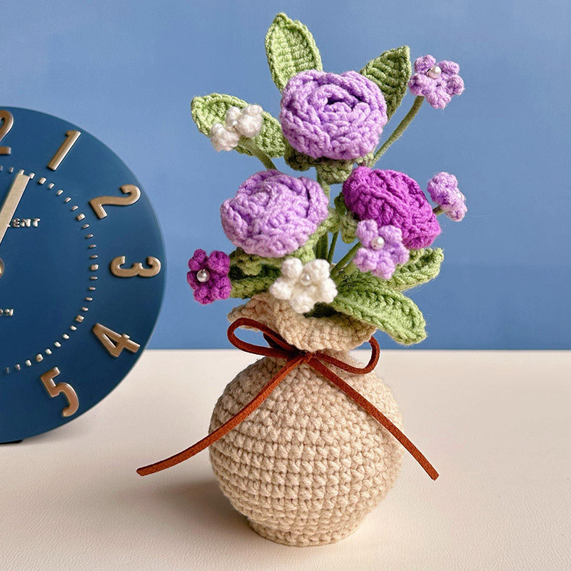 Mothers Day Gift Handmade Knitted Flower Pot Crochet Butterfly Orchid Plant Gift for Mom Grandma Mother's Day Gifts