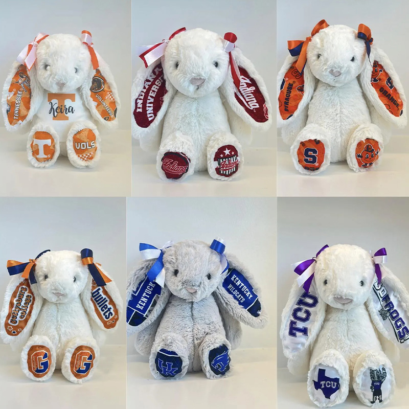 Personalized Collegiate Cute Bunny with Custom School Spirit Bunny  Graduation Alumni Gift - Over 1000+ Schools