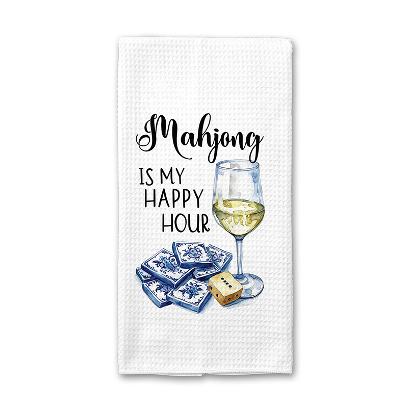Personalized Mahjong Waffle Weave Towel Mahjongg themed Towel Mahjong-themed Gift for Kitchen Mahjong Party Gift