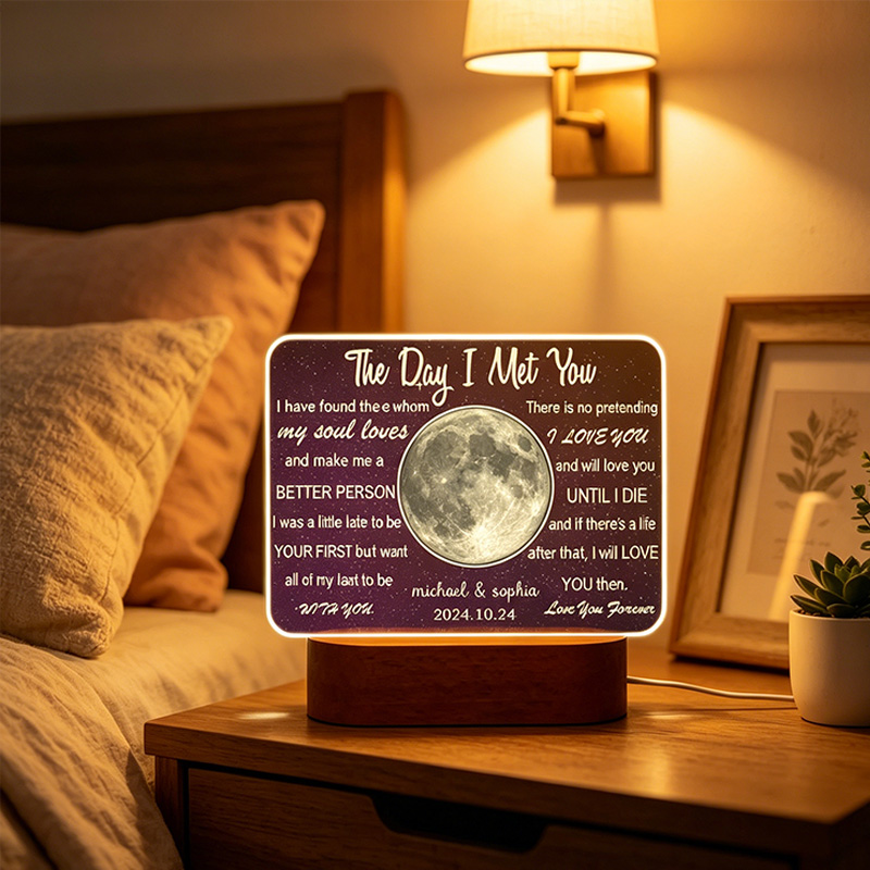 Personalized Our Moon Design Night Light Couple Night Light Gift Moon Night Light Anniversary Gift for Couplr