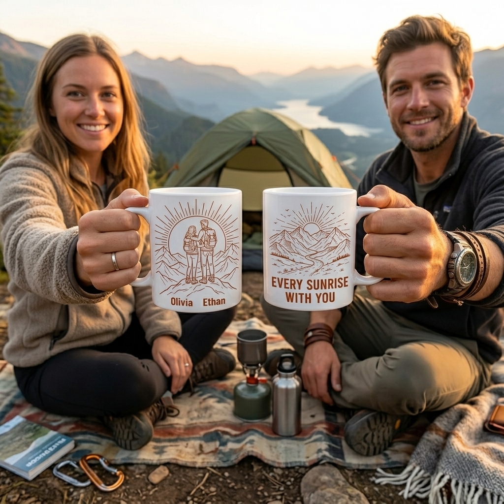 Personalized Every Sunrise with You Couple Mug Gift Personalized Enamel Mug Anniversary Camping Gift Custom Outdoor Coffee Cup Partners for Life