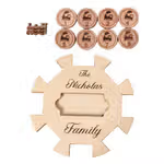 Custom Wooden Mexican Train Domino Hub & Holder - Engraved Basswood Set 11 or 15 Holder, Gift for Family