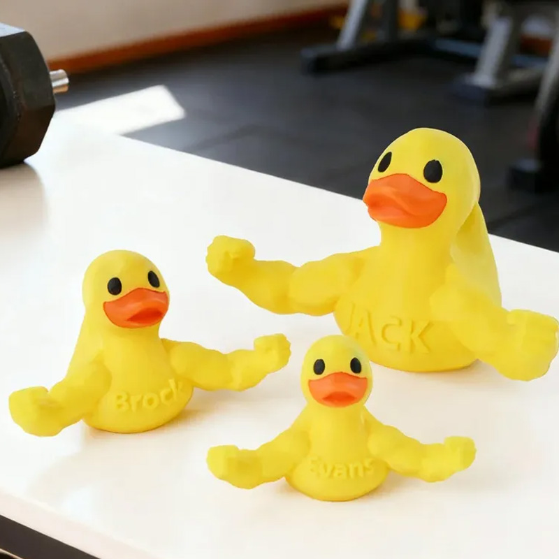 Personalized 3D Printed Funny Muscle Arm Duck with Name Desk Decor Birthday Gift for Friends Gym Rat Gym Lovers