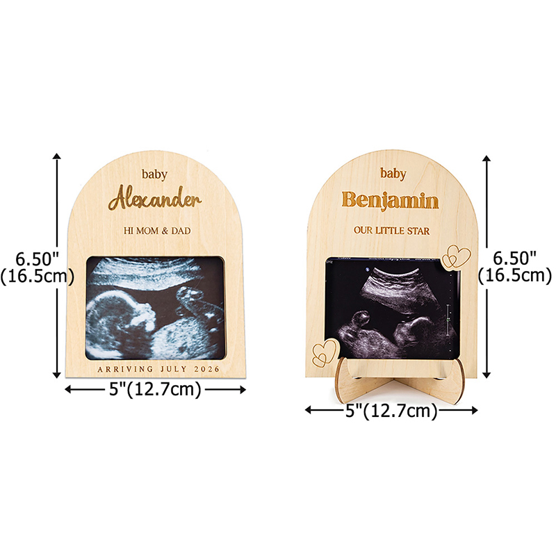 Personalized Wooden Ultrasound Picture Frame with Baby Name and Date Pregnancy Baby Announcement Gift for Grandparents New Parents