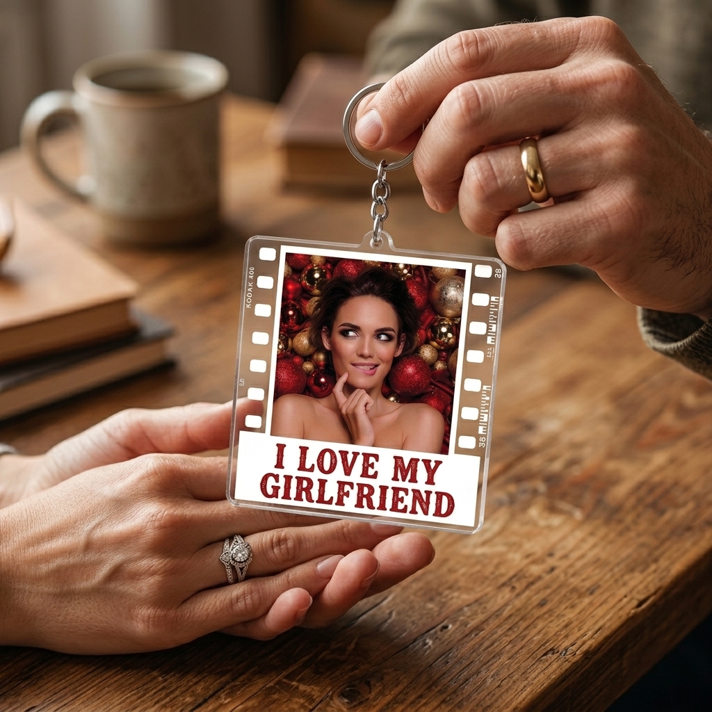 Personalized I Love My Girlfriend Keychain Film Style Photo Acrylic Keychain Anniversary Valentine's Gift Keychain for Him