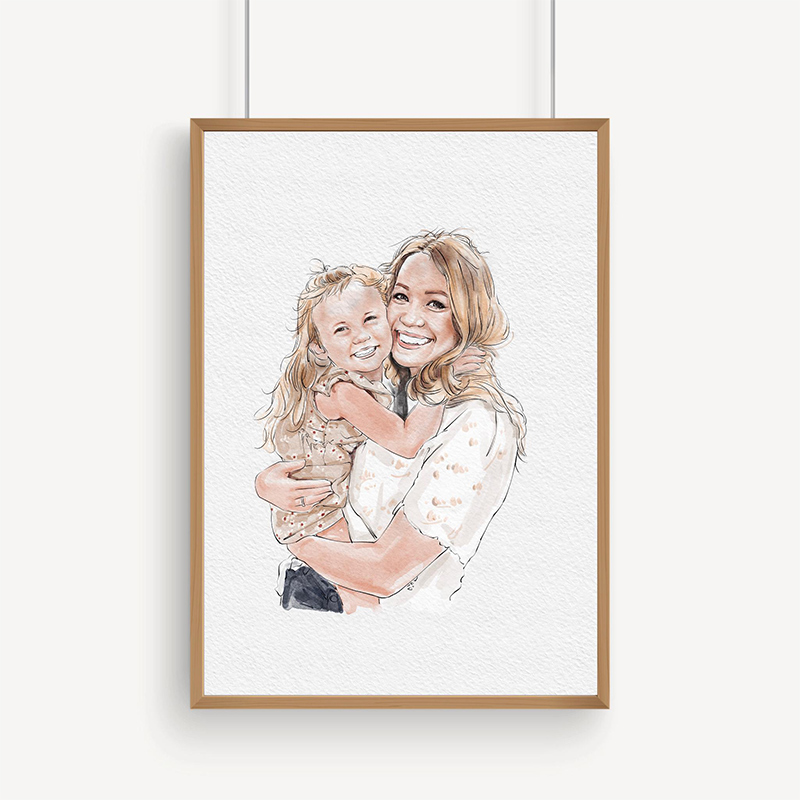 Personalized Hand-Drawn Painting from photo Custom Watercolor Family Portrait from photo Mother Father Gift from Daugther