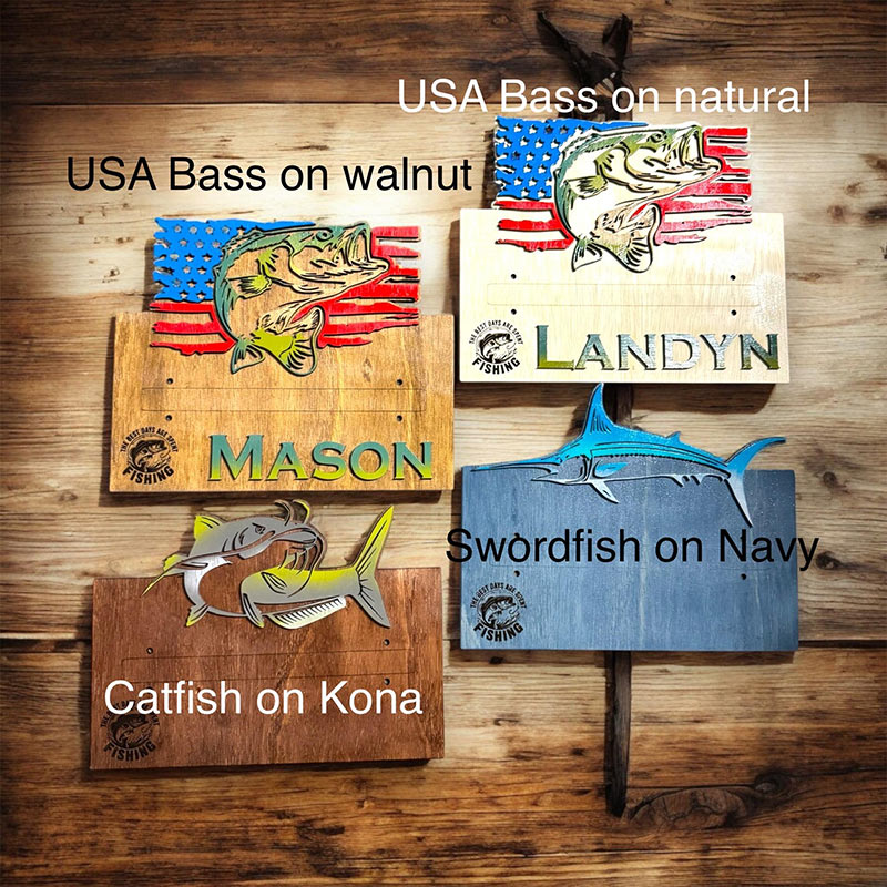 Personalized Reel Cool Dad Wood Fishing Rod Holder Custom Name 6-Rod Wall Rack for Dad Grandpa Fishing Lovers