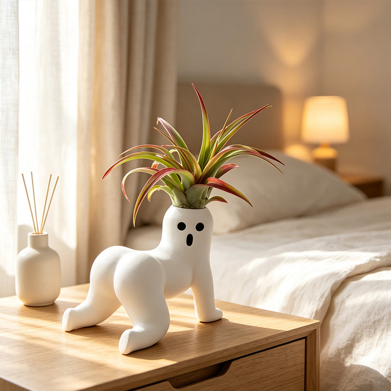 Creepy Crawler Ghost Air Plant Holder  Funny 3D Printed Humanoid Planter Unique Tillandsia Display Vase Weird Desk Decor Funny Gift For Wife from Husband