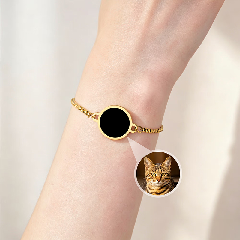 Personalized Heat-Activated Hidden Photo Adjustable Bracelet with Engraved Text Memorable Birthday Anniversary Gift for Dad Mom Grandma Family Gift