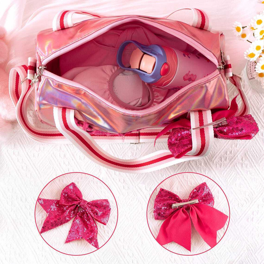 Personalized Little Girls Dance Bag Gymnastics Duffel with Bow Dance Recital Gifts