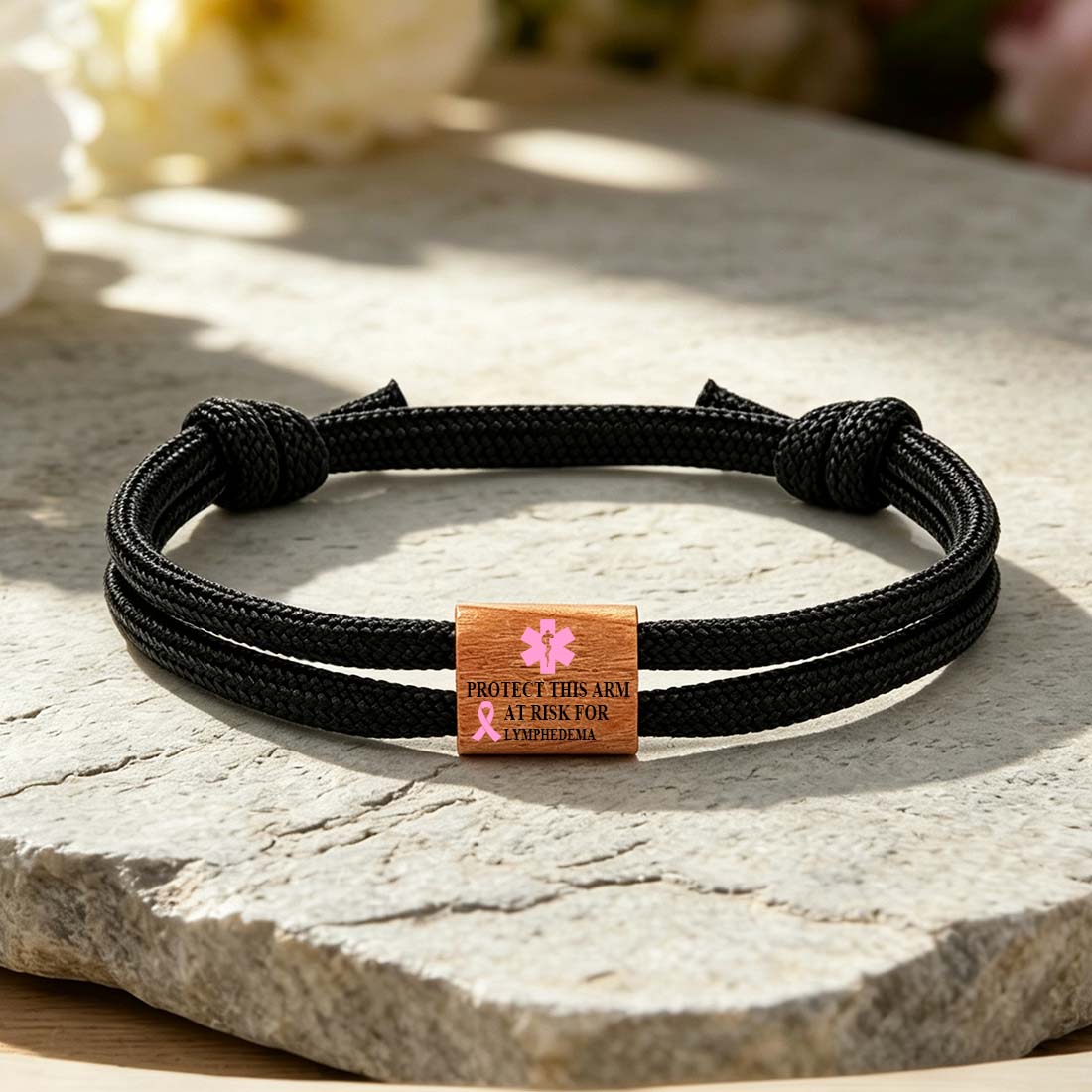 Personalized Star of Life Medical Alert ID Bracelet Emergency Nylon Rope Care Gift for Breast Cancer Woman