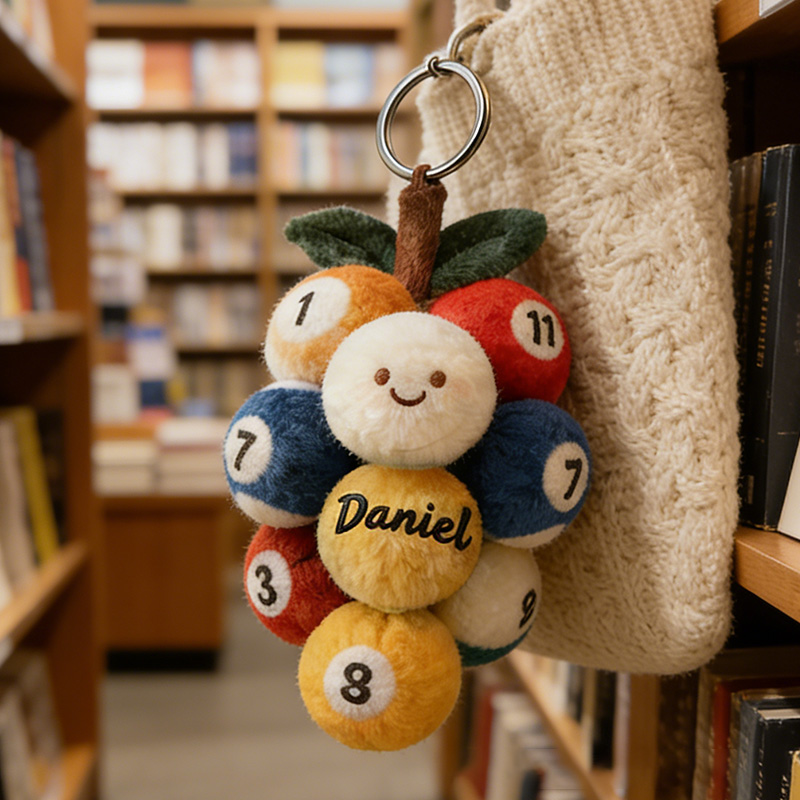 Personalized Billiard Ball Keychain with Custom Name for Pool and Snooker Enthusiasts and Fans