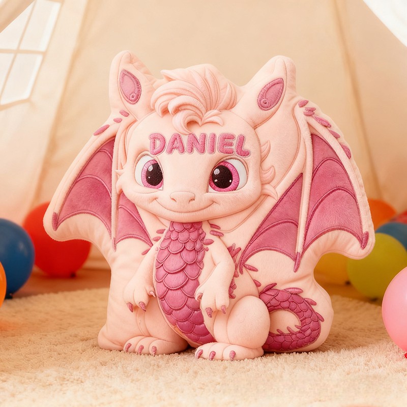 Personalized Cute Little Dinosaur with Name Graphic 3D Print Pillow Christmas Gift for Kids Birthday Gift