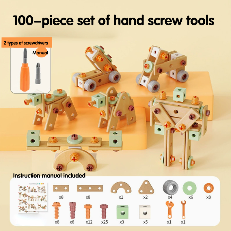 DIY three-dimensional platter screw screw assembly building block toys education Kids' Puzzle Toy Multi-Function Repair Kit Safe & Durable Tools with Storage Box for Children Boy Toys