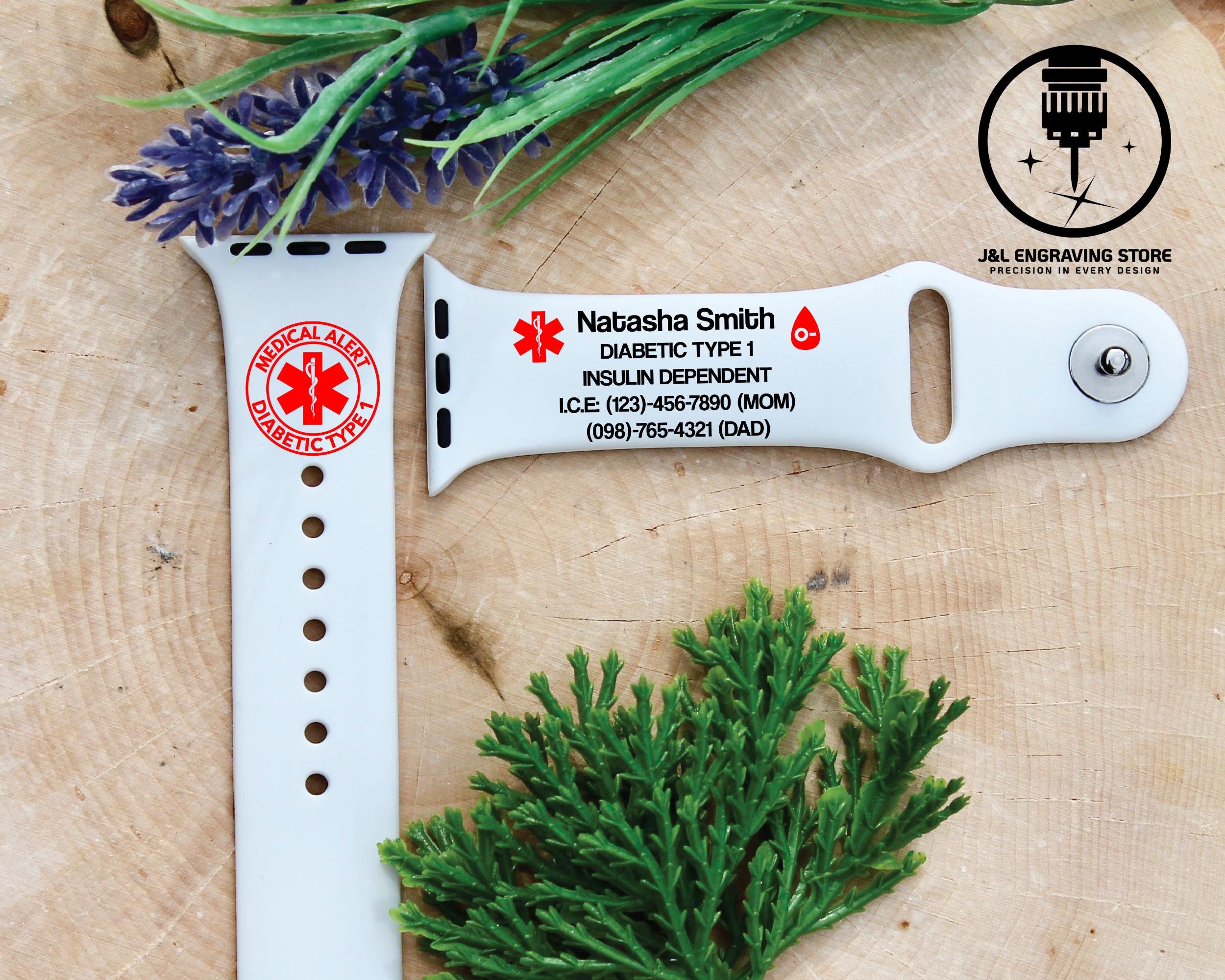 [Copy]Personalized Engraved Medical Alert Apple Watch Band | Custom Silicone Medical ID Bracelet