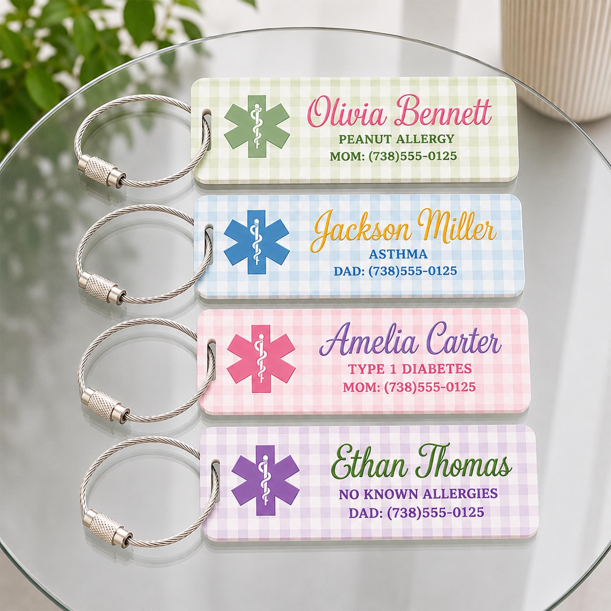 Personalized Emergency Medical Alert Card, Allergy Alert Acrylic Card, Medical ID Luggage Tag, Emergency Contact Bag Tag, Allergy ID Tag