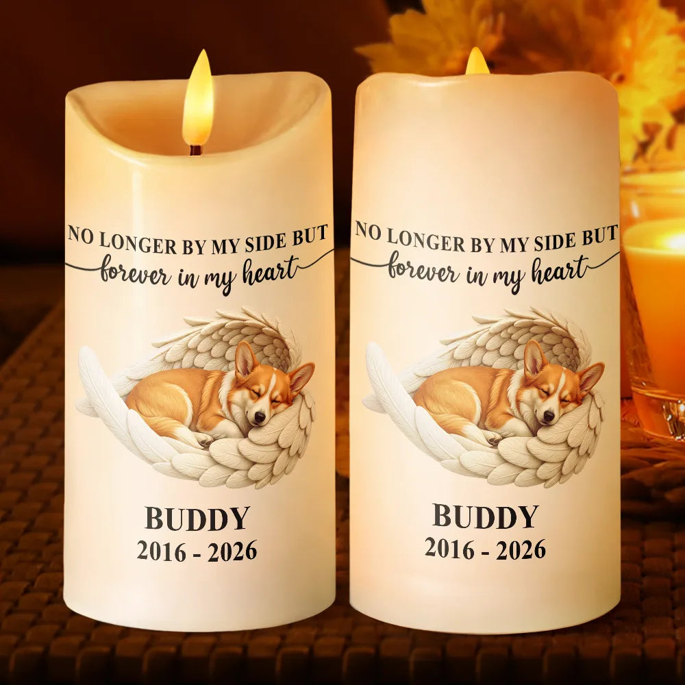 Personalized Photo Sleeping Angel Your Light Will Always Shine Memorial Dog Cat Remembrance - Personalized Flameless LED Candle