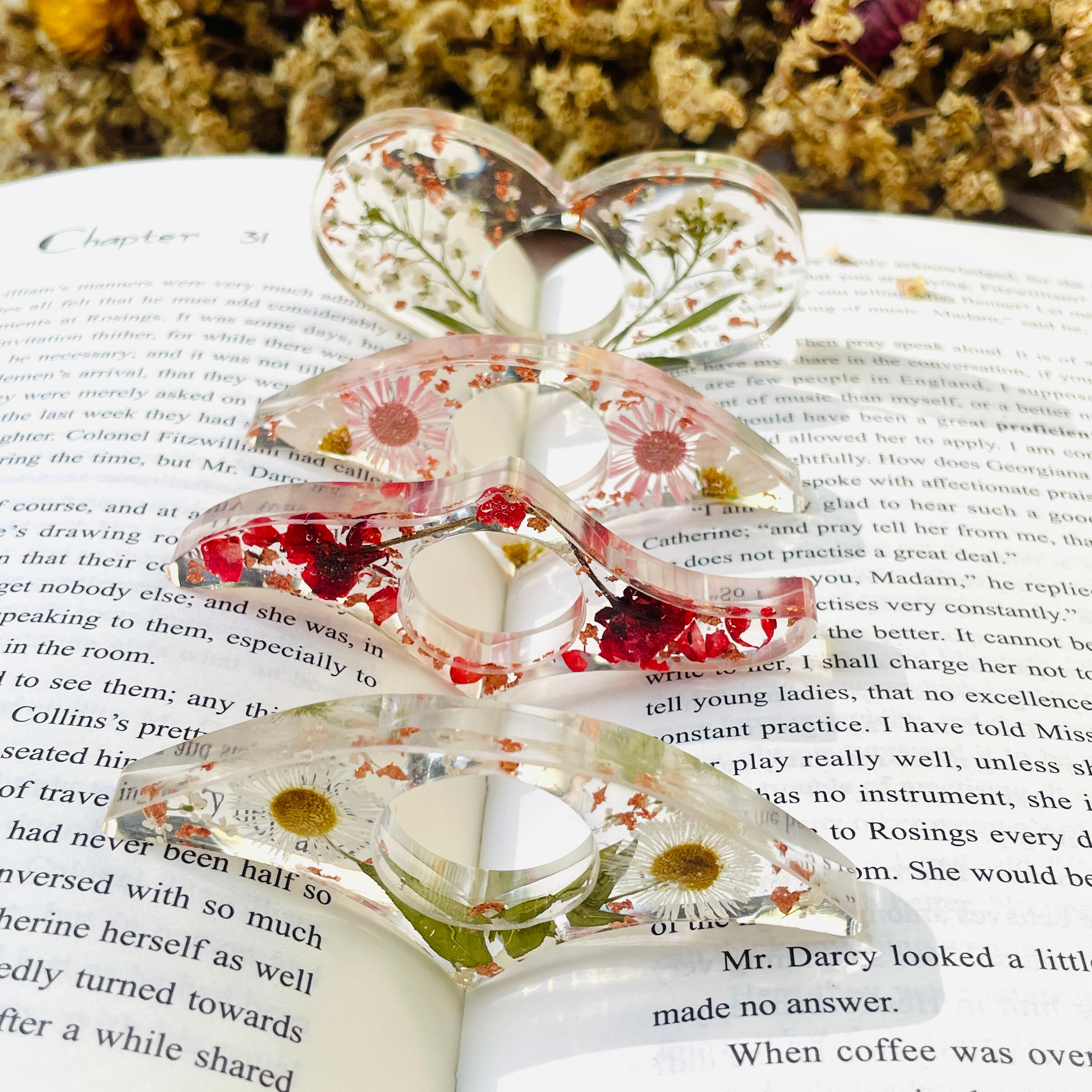 Personalized Real Birth Flower Book Page Holder, Floral Resin Thumb Page Holder, Page Spreader, Book Accessories, Book Lover Gift, Birthday Gift